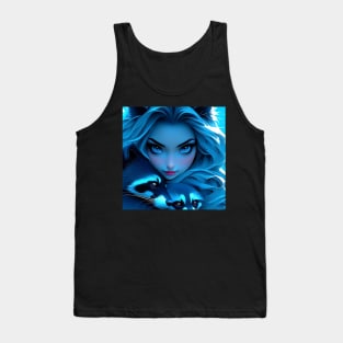 Fantasy girl with the raccoon blue aesthetic Tank Top